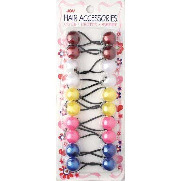 Joy Twin Beads Ponytailers 10Ct Clear Red, White, Pink, Blue