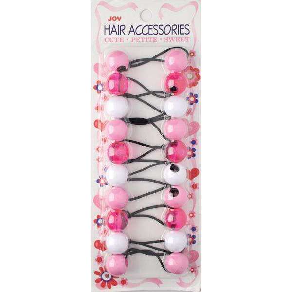 Joy Twin Beads Ponytailers 10Ct Pink & White