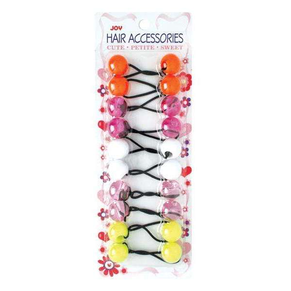 Joy Twin Beads Ponytailers 10Ct Clear Orange, Yellow, White, Pink