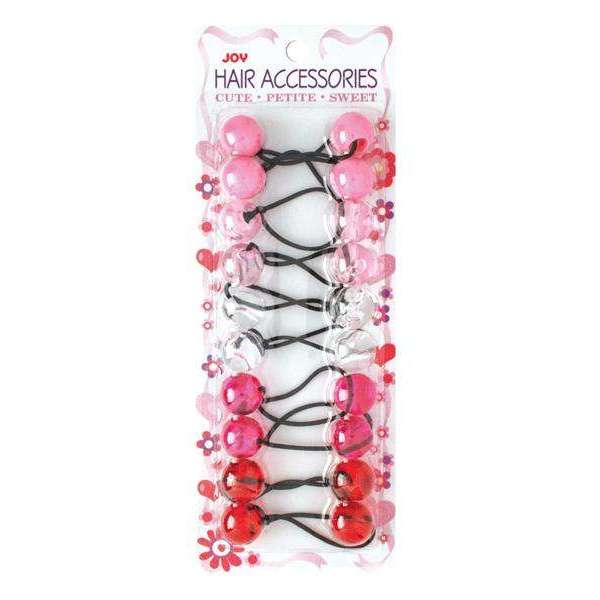 Joy Twin Beads Ponytailers 10Ct Pink & Red Asst