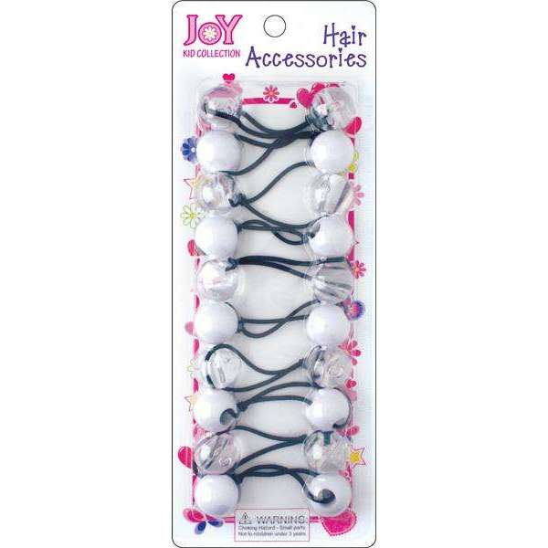 Joy Twin Beads Ponytailers 10Ct White & Clear