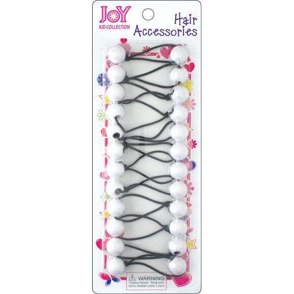 Joy Twin Beads Ponytailers 16mm, 12 Count, White