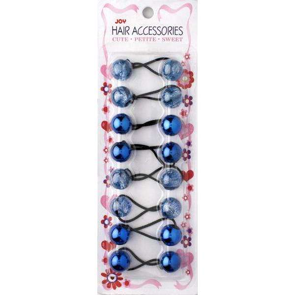 Joy Twin Beads Ponytailers 20mm, 8 Count, Assorted Blue