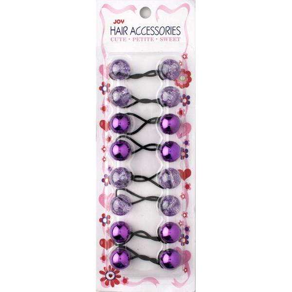 Joy Twin Beads Ponytailers 20mm, 8 Count, Assorted Purple