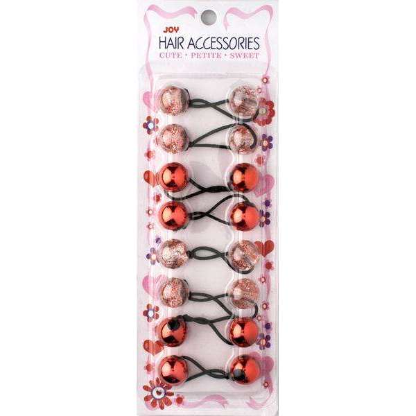 Joy Twin Beads Ponytailers 20mm, 8 Count, Assorted Red