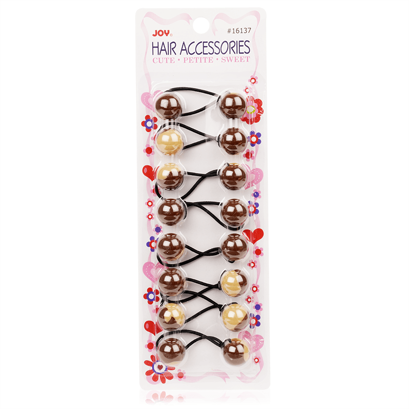 Joy Twin Beads Ponytailers 20mm, 8 Count, Two Tone Brown