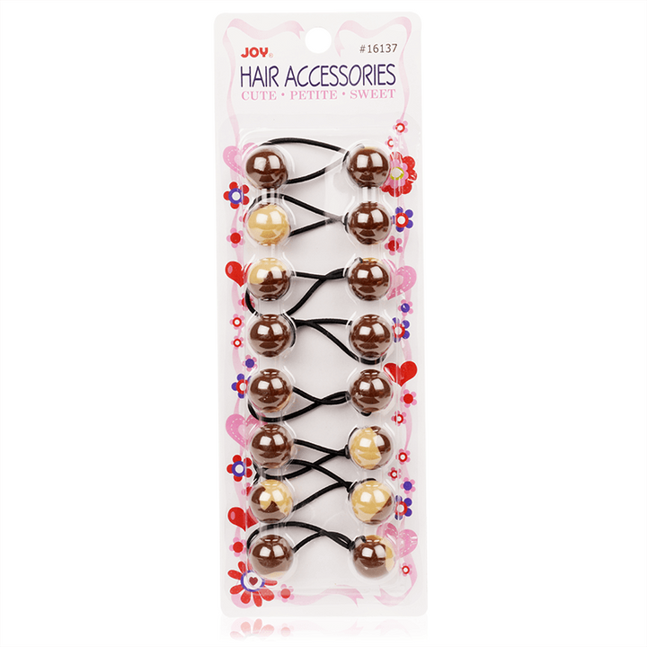 Joy Twin Beads Ponytailers 20mm, 8 Count, Two Tone Brown