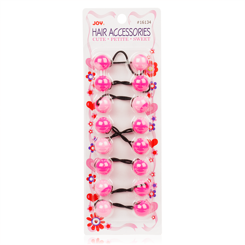 Joy Twin Beads Ponytailers 20mm, 8 Count, Two Tone Pink