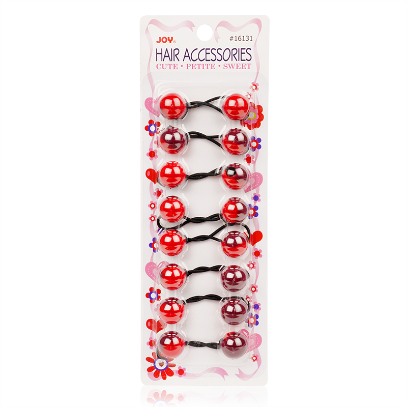 Joy Twin Beads Ponytailers 20mm, 8 Count, Two Tone Red