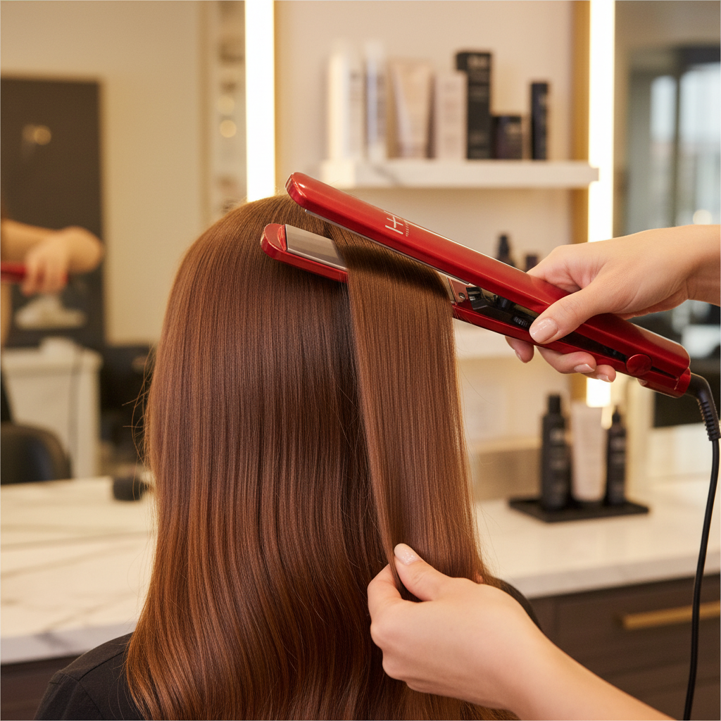Hot & Hotter Extra Long Titanium Flat Iron 1 Inch, 1 Count, Red