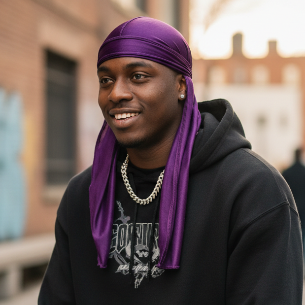 Mr. Durag Premium Deluxe Silky Durag, 1 Count, Purple