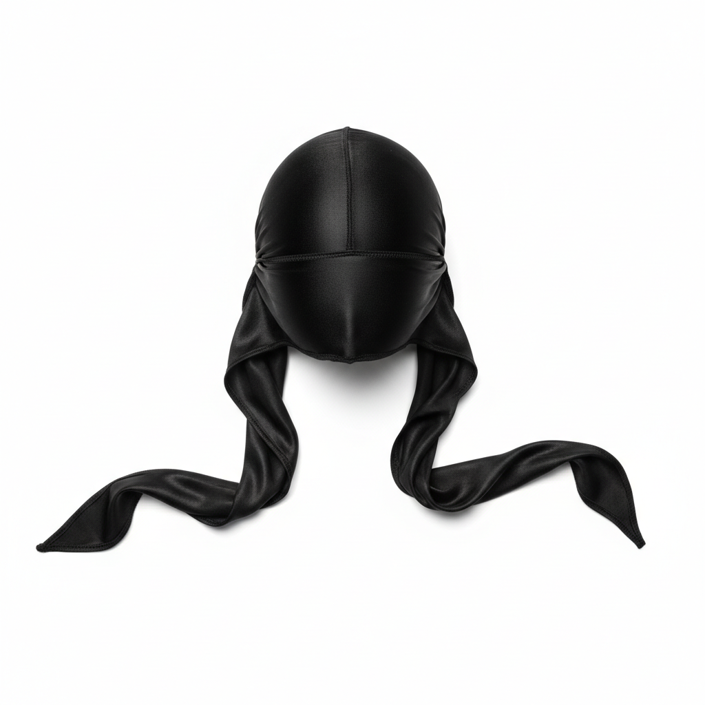 Mr. Durag Premium Deluxe Silky Durag, 1 Count, Black