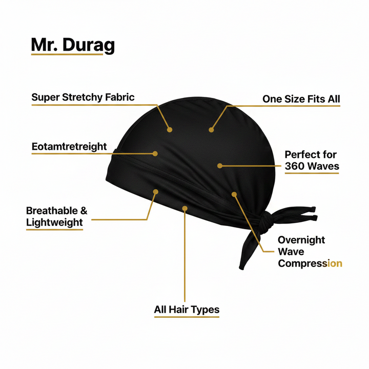 Mr. Durag Solid Durag, 1 Count, Black