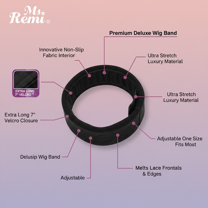 Ms. Remi Deluxe Non-Slip Wig Band, 1 Count, Black