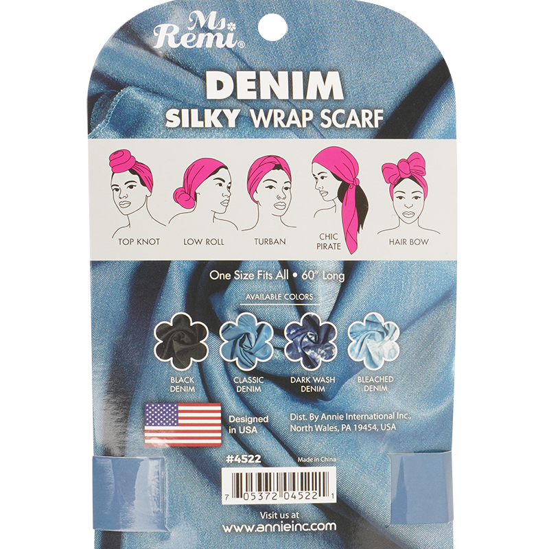 Ms. Remi Denim Silky Wrap Scarf 60 Inch, 1 Count, Assorted Patterns