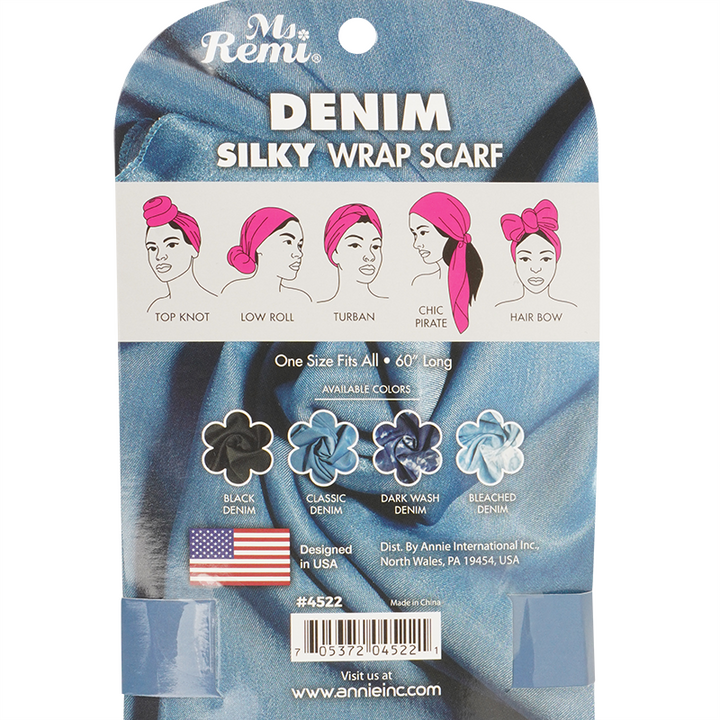 Ms. Remi Denim Silky Wrap Scarf 60 Inch, 1 Count, Assorted Patterns