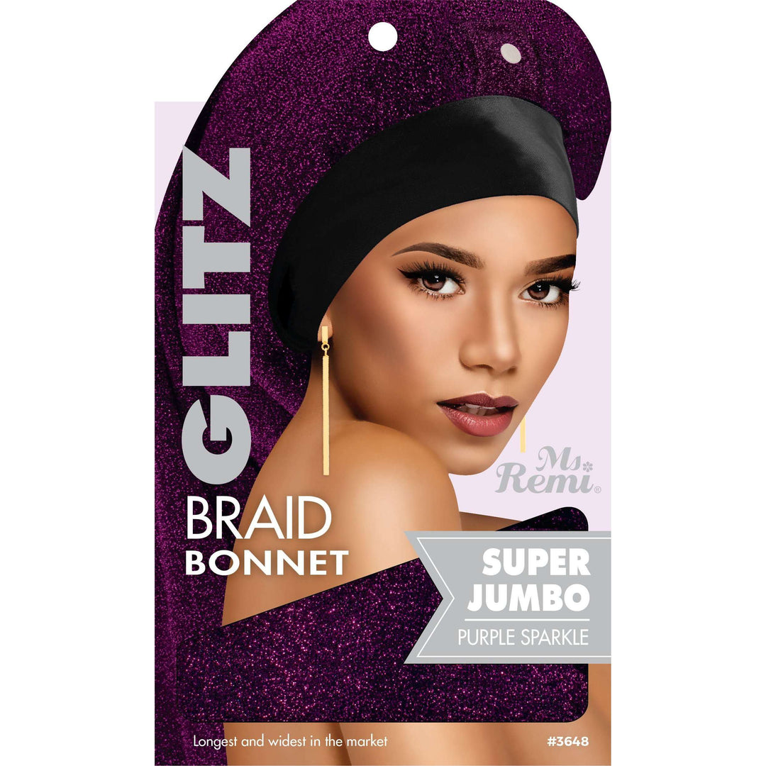Ms. Remi Glitz Braid Bonnet Super Jumbo, 1 Count, Assorted Colors