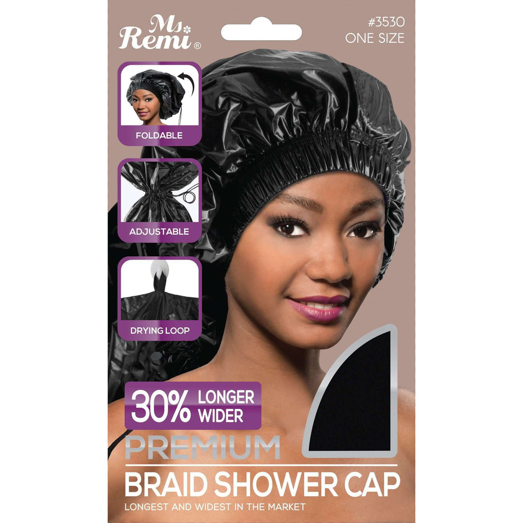 Ms. Remi Braid Shower Cap Ultra jumbo, 1 Count, Black