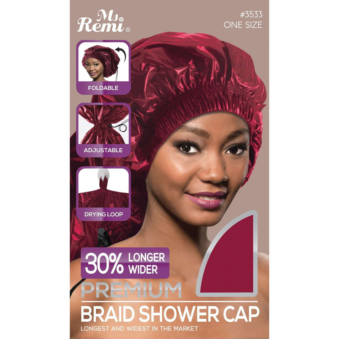 Ms. Remi Max Jumbo Braid Shower Cap, 1 Count, Burgundy