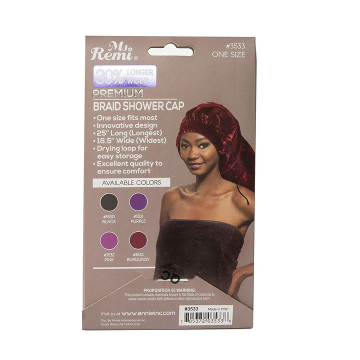 Ms. Remi Max Jumbo Braid Shower Cap, 1 Count, Burgundy