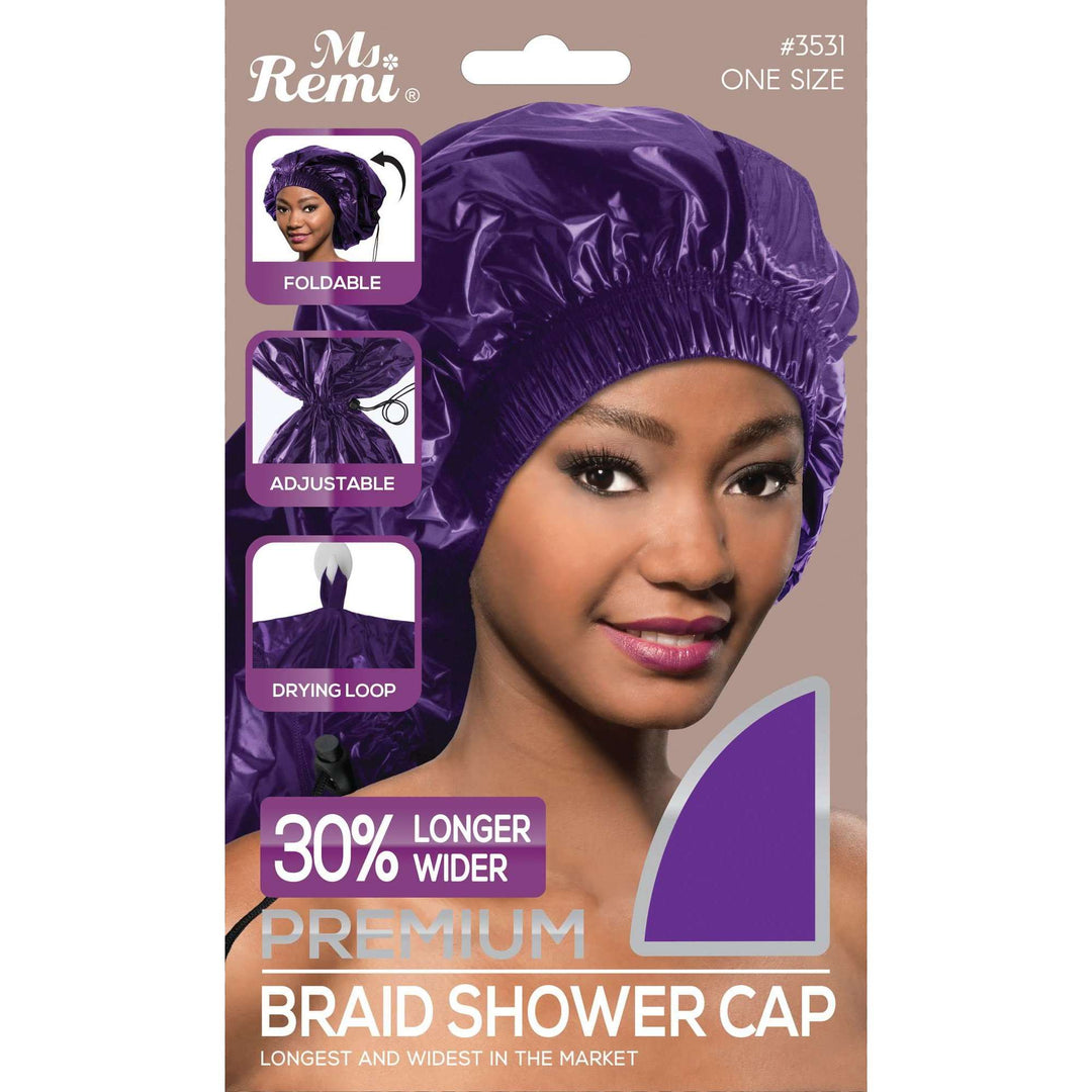 Ms. Remi Max Jumbo Braid Shower Cap, 1 Count, Purple