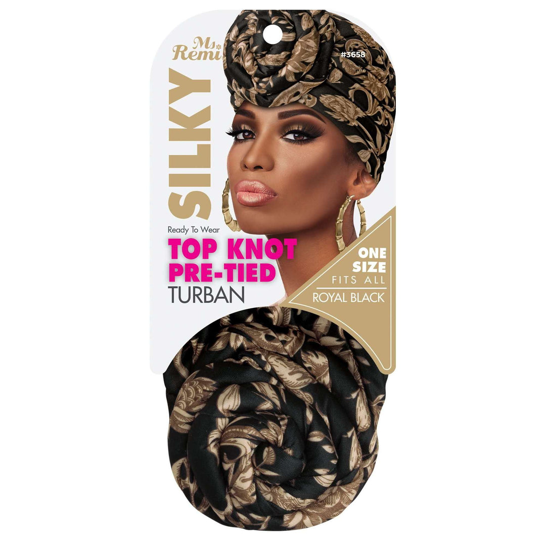 Ms. Remi Silky Top Knot Pre-Tied Turban, 1 Count, Assorted Patterns
