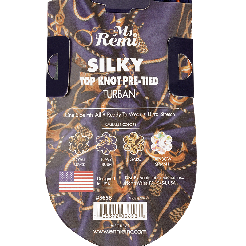 Ms. Remi Silky Top Knot Pre-Tied Turban, 1 Count, Assorted Patterns