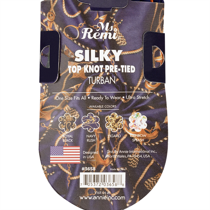 Ms. Remi Silky Top Knot Pre-Tied Turban, 1 Count, Assorted Patterns