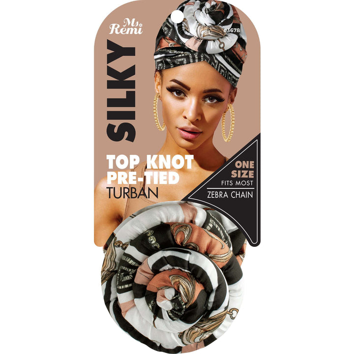 Ms. Remi Silky Top Knot Pre-Tied Turban, 1 Count, Assorted Patterns 2