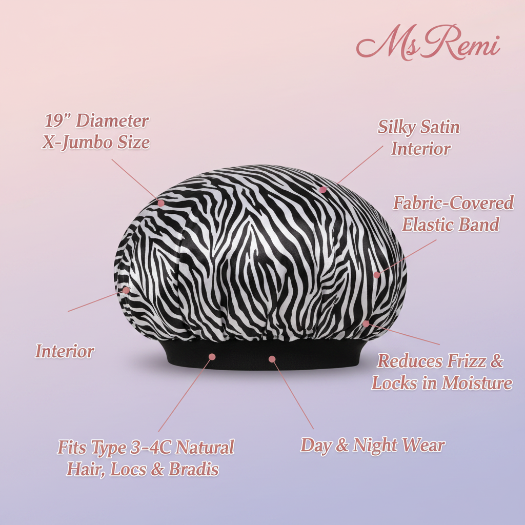 Ms. Remi Satin Day & Night Cap X-Jumbo, Zebra Print