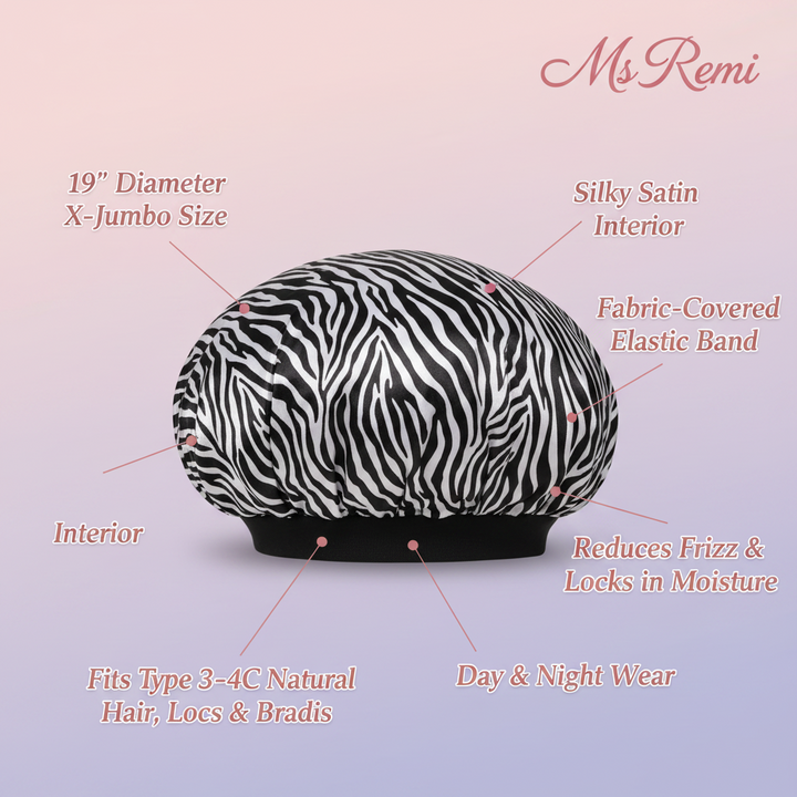 Ms. Remi Satin Day & Night Cap X-Jumbo, Zebra Print