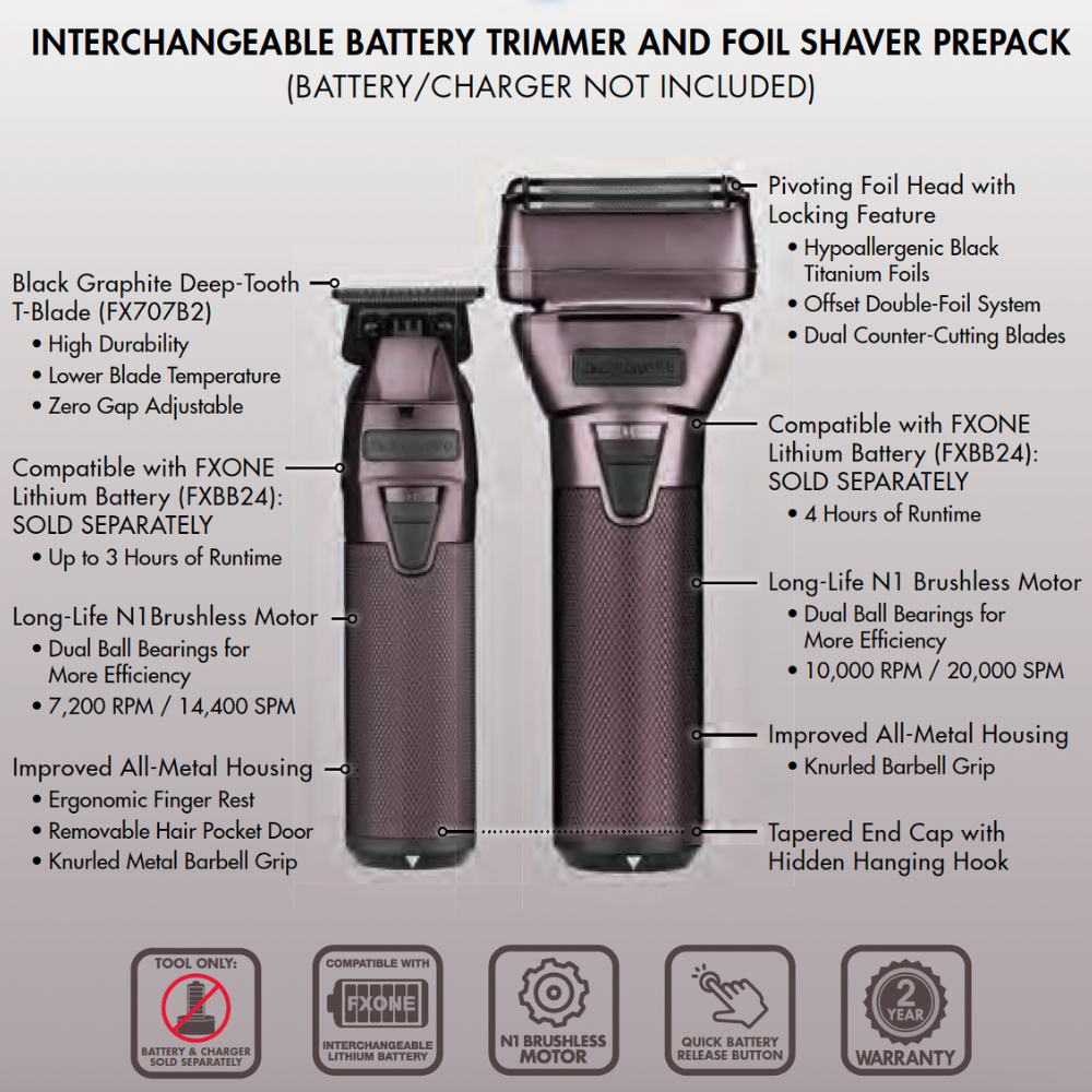 BabylissPRO® FXONE™ LIMITEDFX Tool Only Purple Trimmer and Foil Shaver