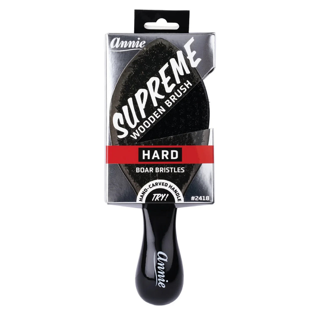 Annie Supreme Club Brush Hard Boar Bristles, 1 Count, Black