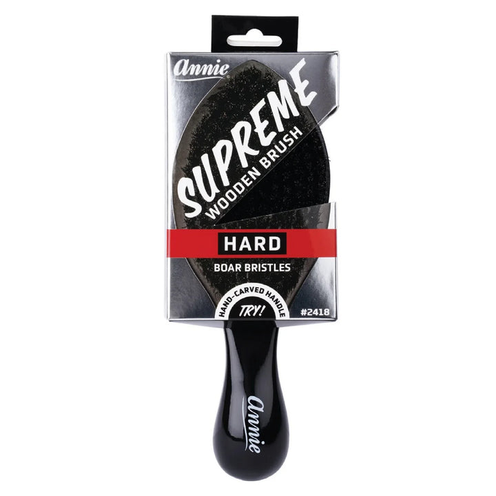 Annie Supreme Club Brush Hard Boar Bristles, 1 Count, Black