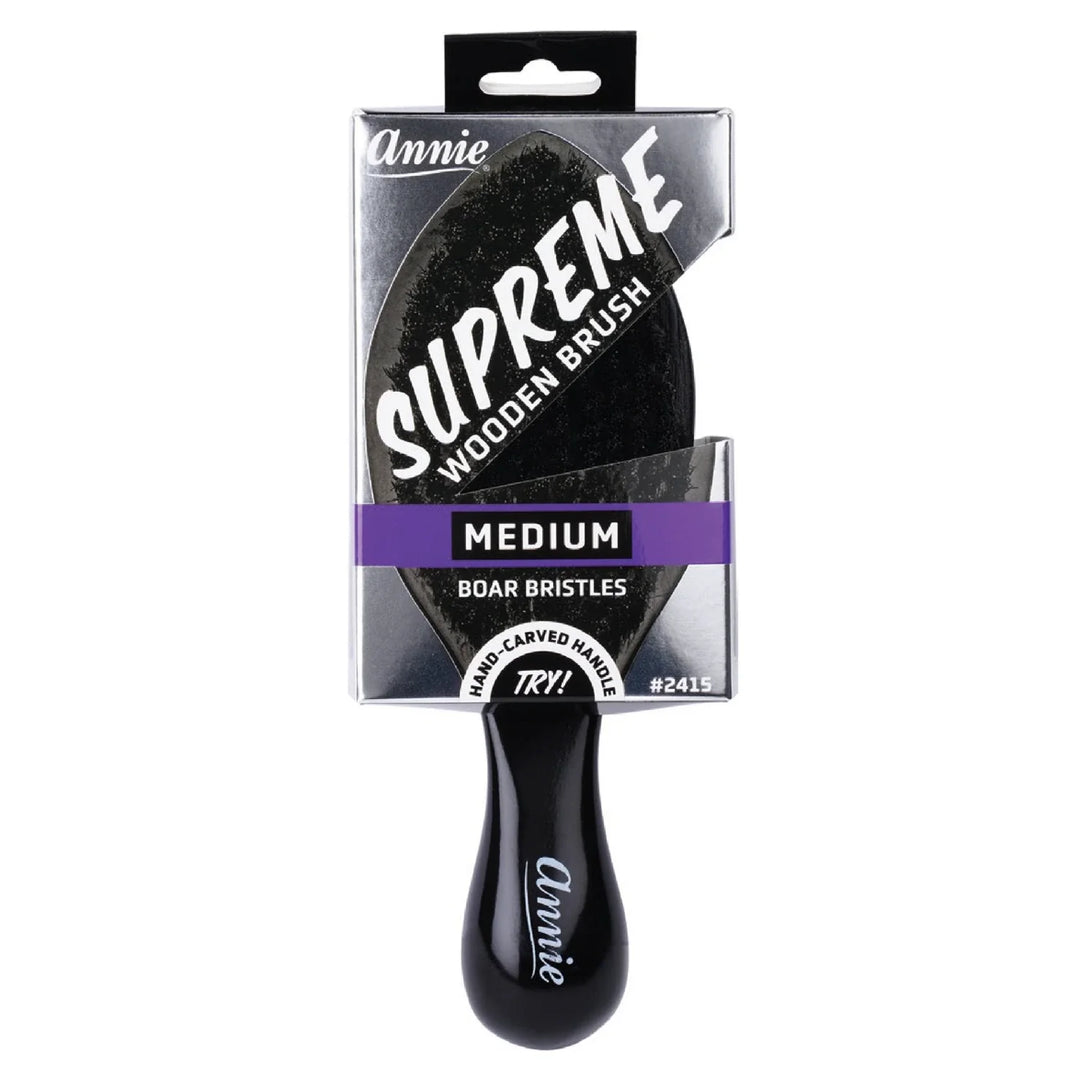 Annie Supreme Club Brush Medium Boar Bristles, 1 Count, Black