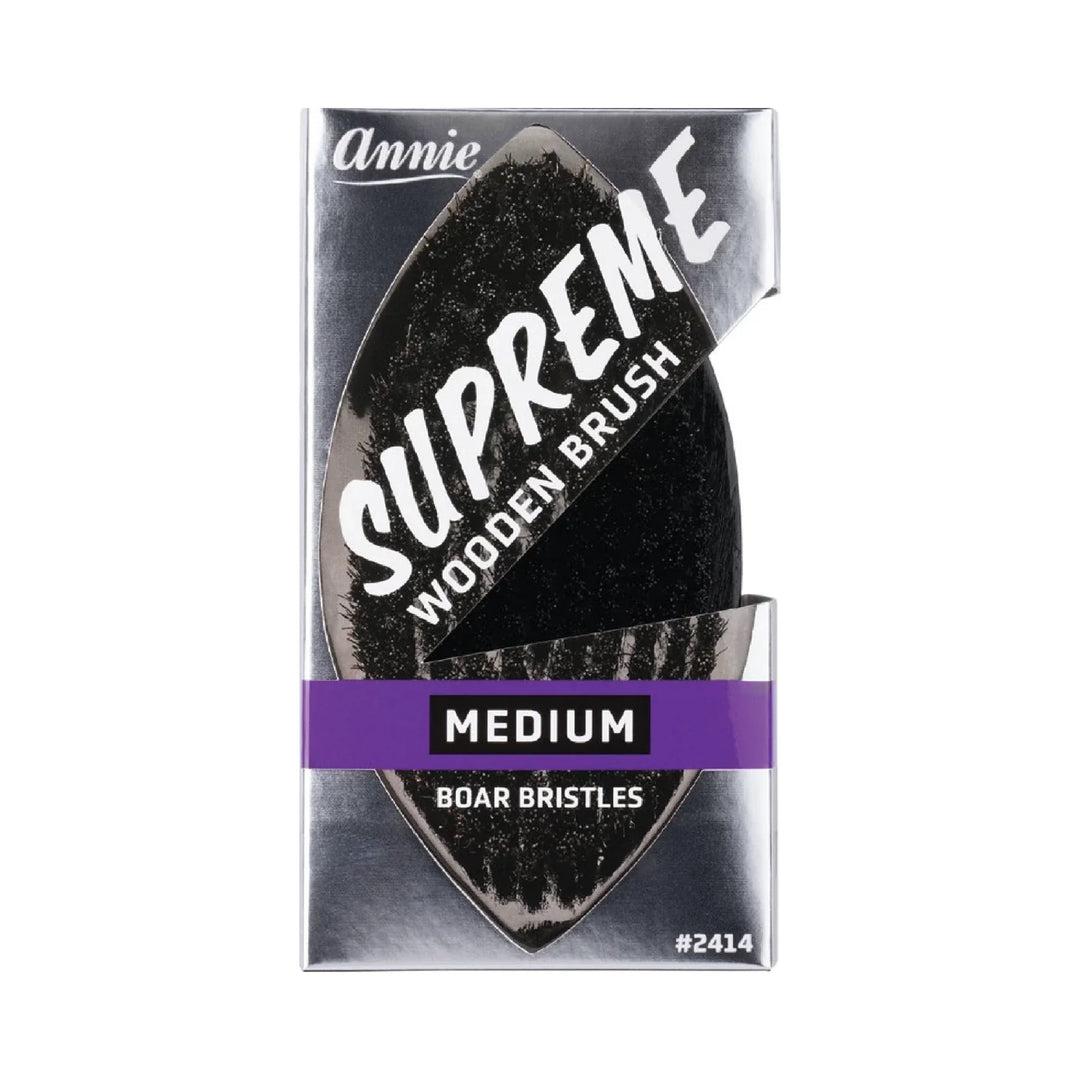 Annie Supreme Military Brush Medium Boar Bristles, 1 Count, Black