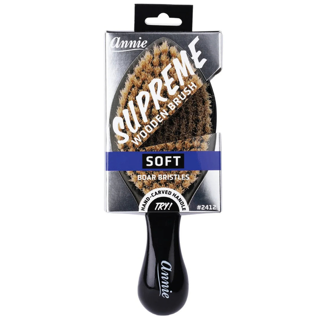 Annie Supreme Club Brush Soft Boar Bristles, 1 Count, Black