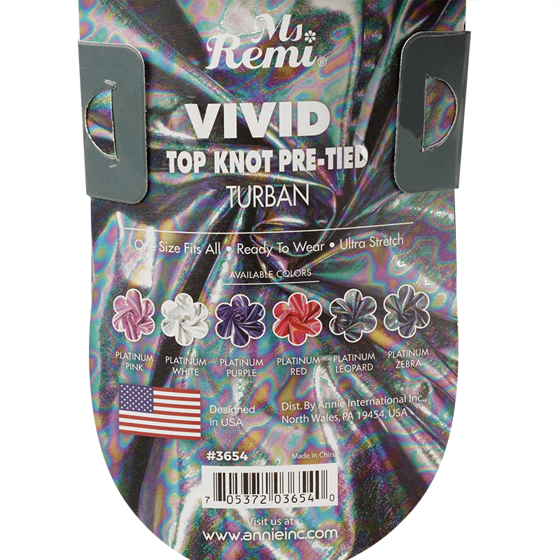 Ms. Remi Vivid Top Knot Pre-Tied Turban, 1 Count, Platinum Leopard