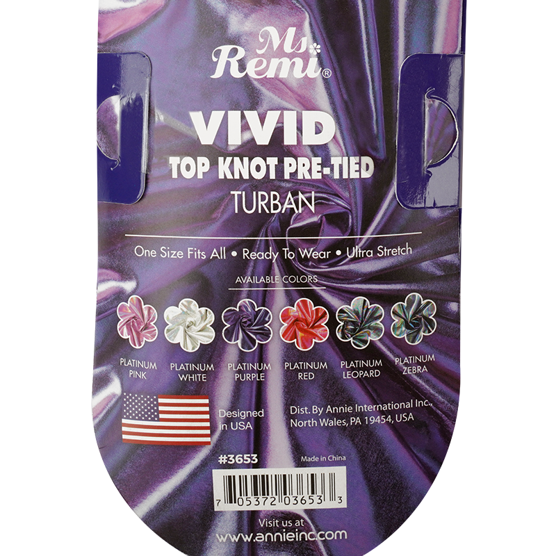 Ms. Remi Vivid Top Knot Pre-Tied Turban, 1 Count, Assorted Colors
