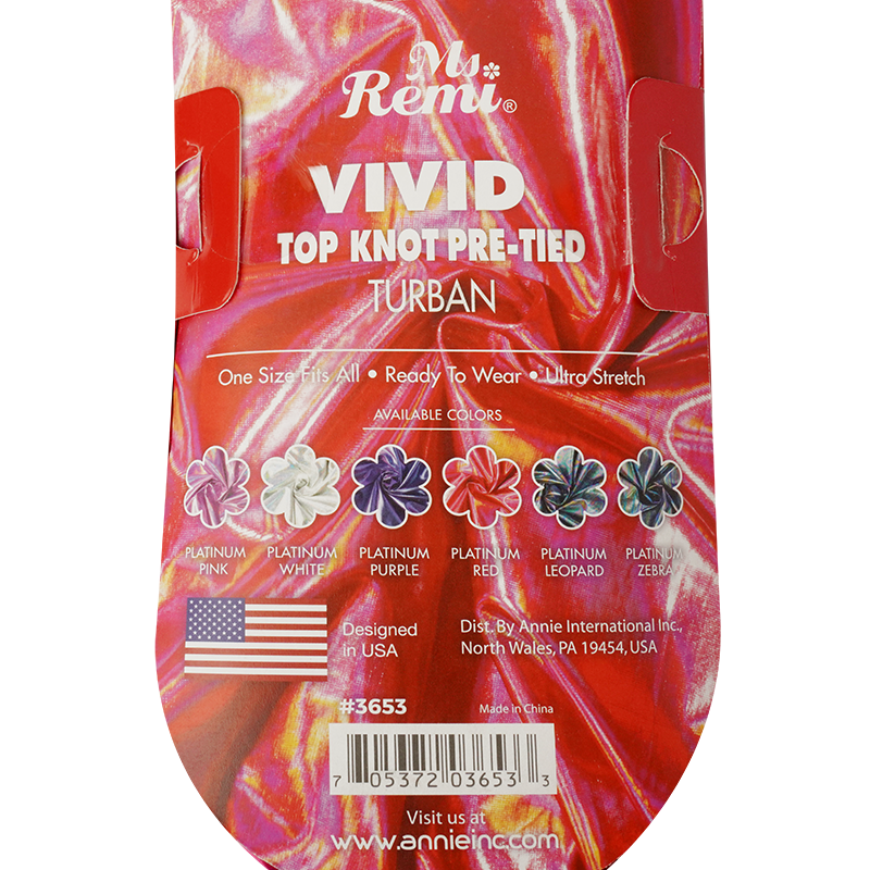 Ms. Remi Vivid Top Knot Pre-Tied Turban, 1 Count, Assorted Colors