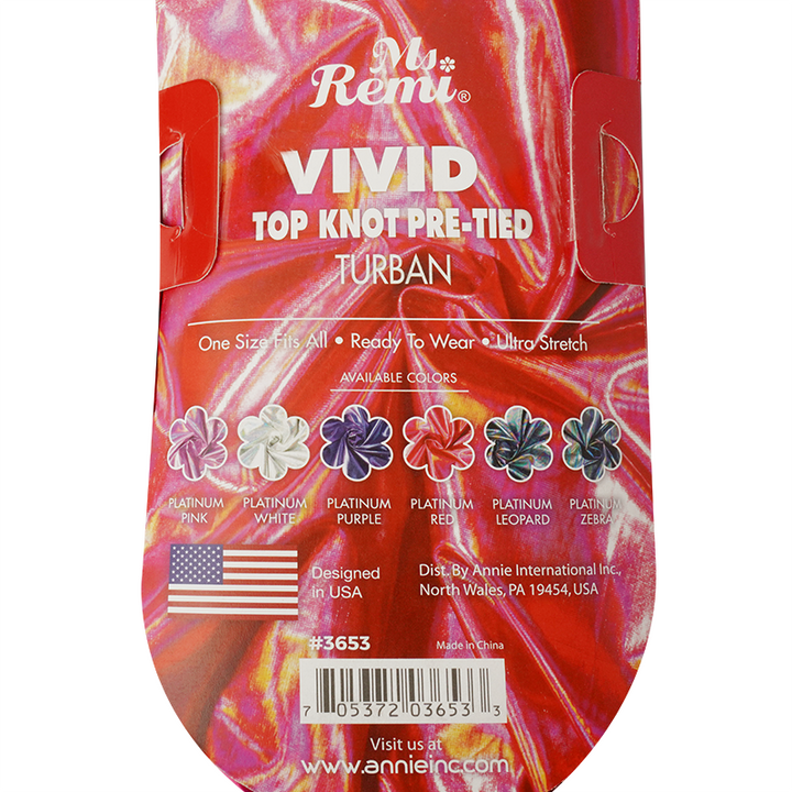 Ms. Remi Vivid Top Knot Pre-Tied Turban, 1 Count, Assorted Colors